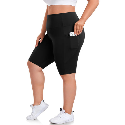 OLENNZ Plus Size Biker Shorts with Pockets for Women - High Waisted Spandex Athletic Bike Shorts for Yoga Workout