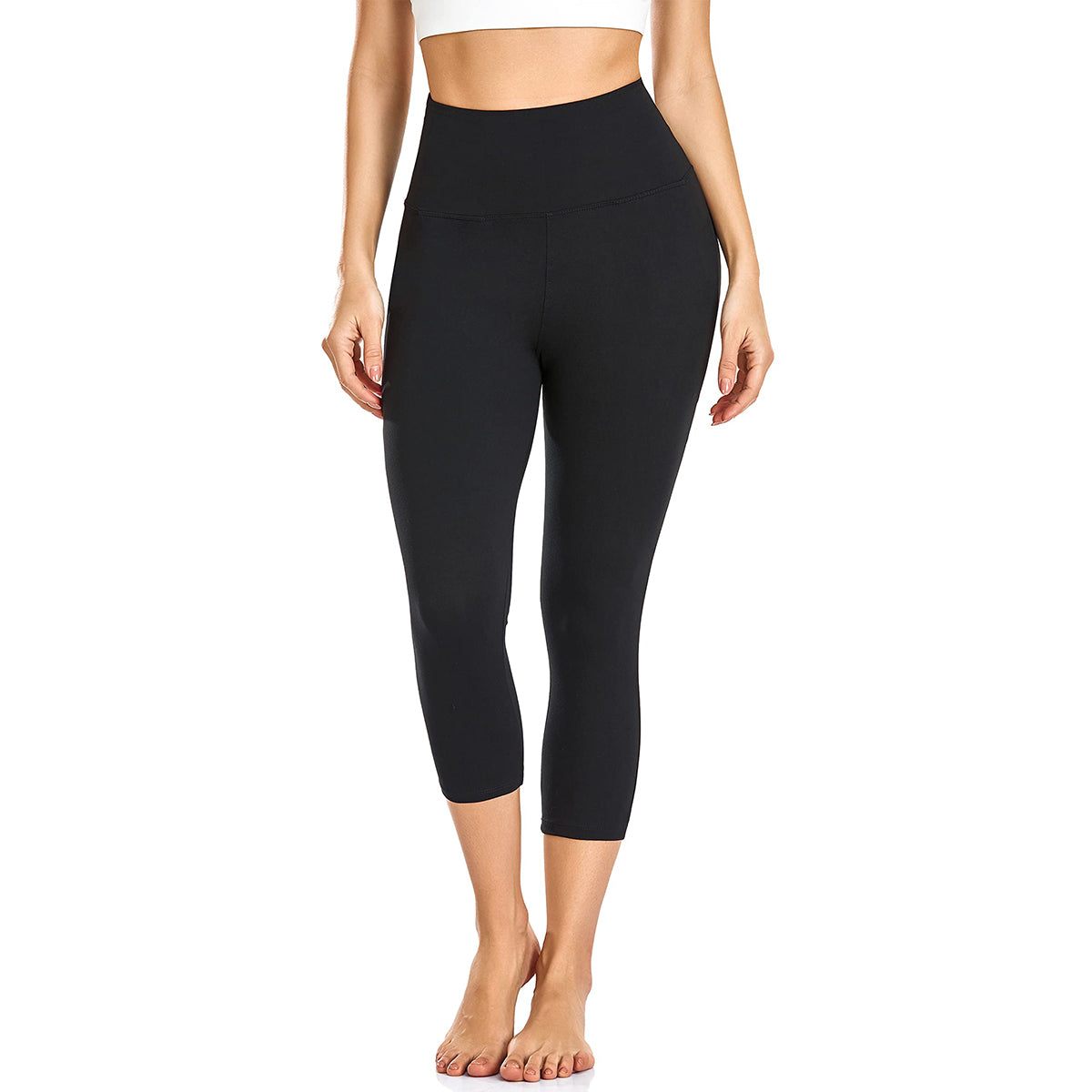 OLENNZ Capri Leggings for Women - High Waisted Tummy Control Black Workout Yoga Pants