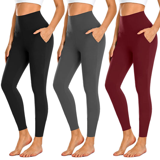 OLENNZ 3 Pack Leggings with Pockets for Women,High Waisted Tummy Control Workout Yoga Pants