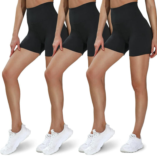 OLENNZ 3 Pack High Waisted Biker Shorts for Women - 5" Soft Black Spandex Shorts for Workout Volleyball Yoga Dance