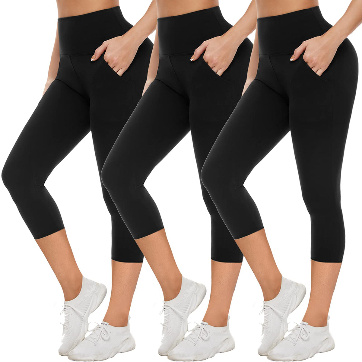 OLENNZ 3 Pack Yoga Pants with Pockets for Women - Leggings with Pockets High Waisted Tummy Control Non See-Through Workout Pants