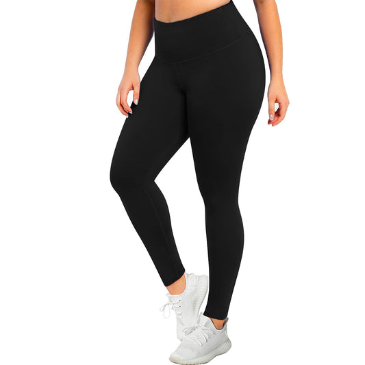 OLENNZ Plus Size Leggings for Women-Stretchy X-Large-4X Tummy Control High Waist Spandex Workout Black Yoga Pants