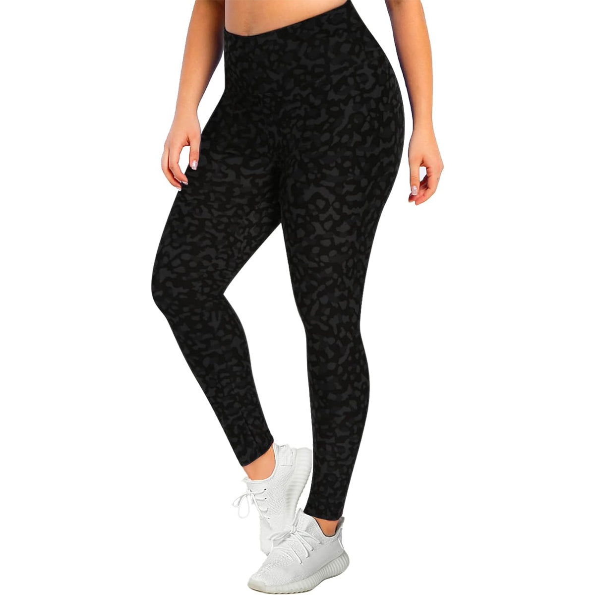 OLENNZ Plus Size Leggings for Women-Stretchy X-Large-4X Tummy Control High Waist Spandex Workout Black Yoga Pants