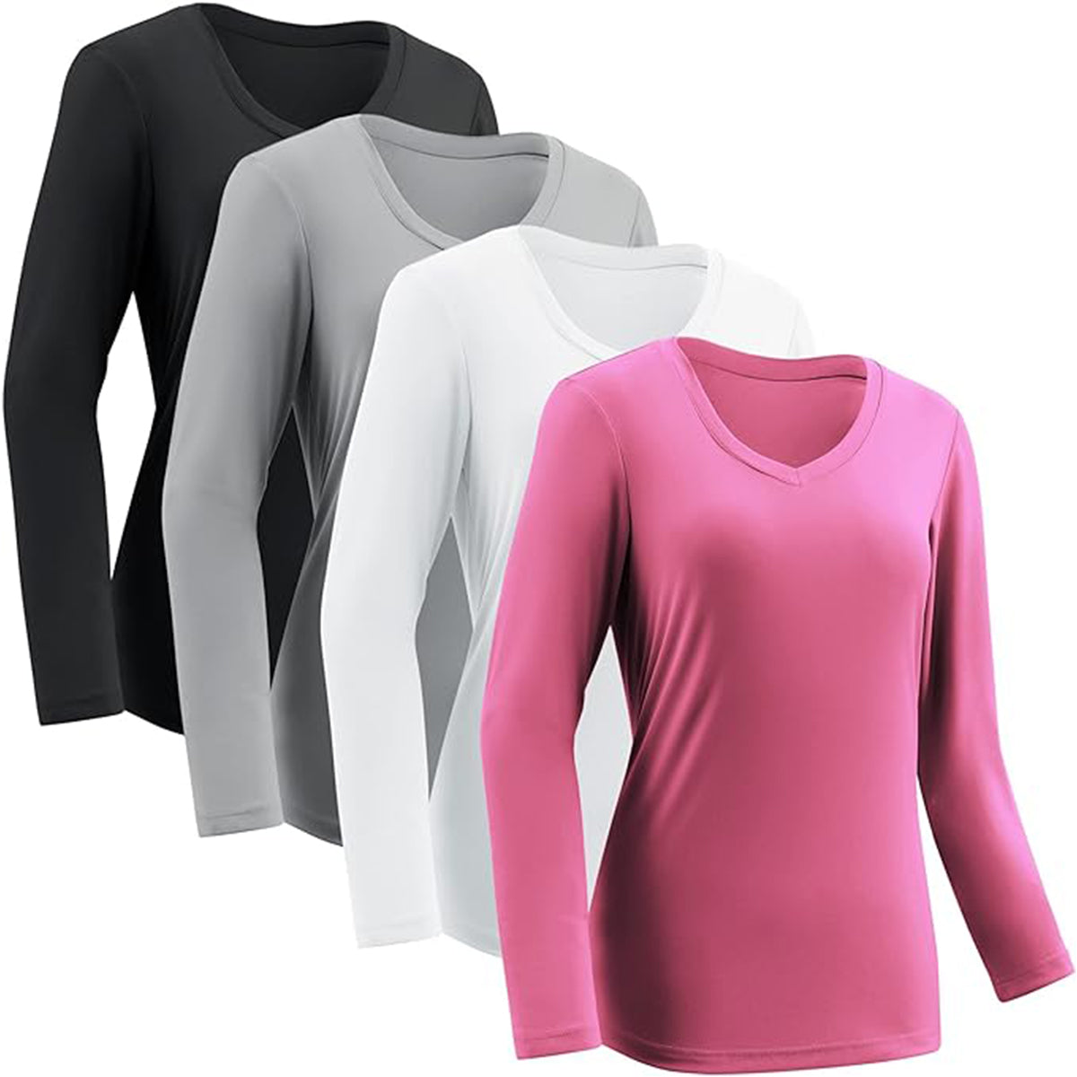 OLENNZ Moisture Wicking Shirts for Women Quick Dry Athletic Running Long Sleeve T Shirts Womens V Neck Workout Tops