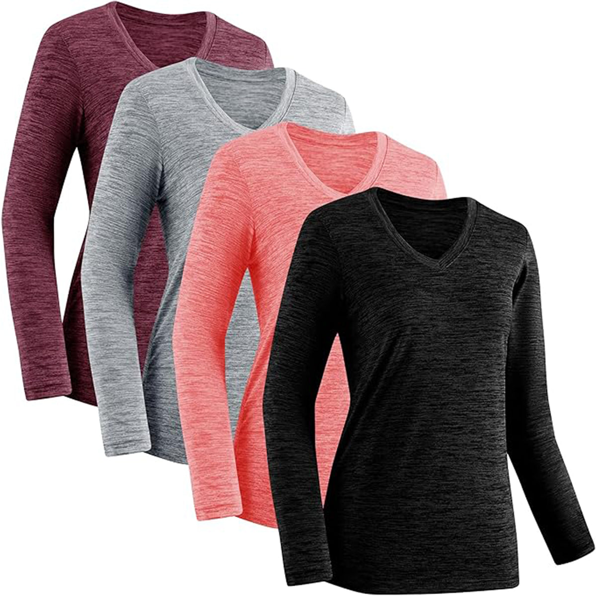 OLENNZ Moisture Wicking Shirts for Women Quick Dry Athletic Running Long Sleeve T Shirts Womens V Neck Workout Tops