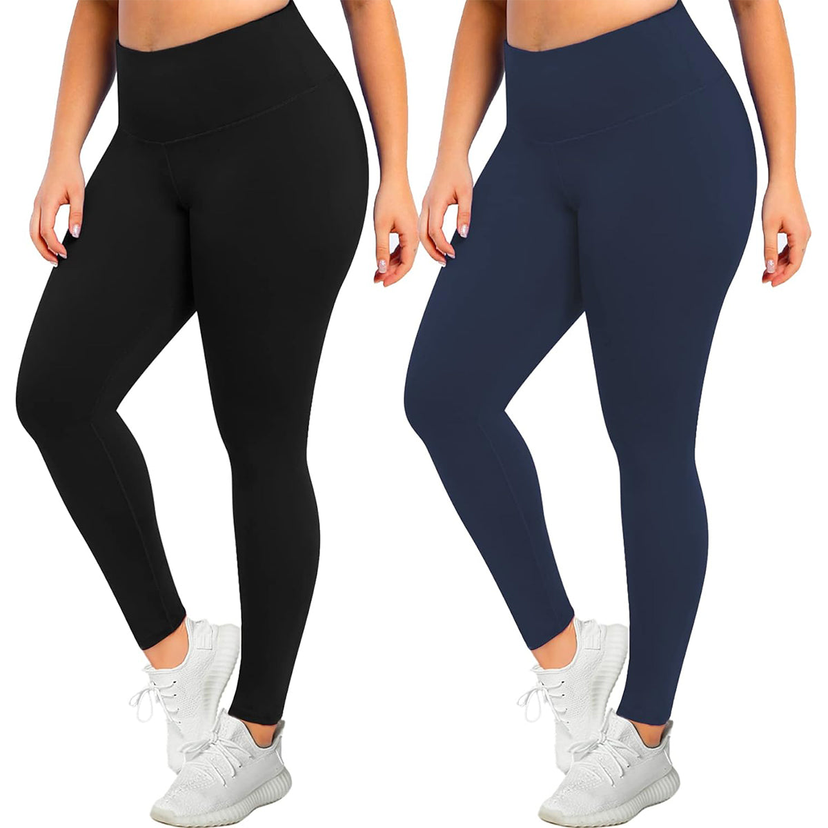 OLENNZ 2 Pack Plus Size Leggings for Women-Stretchy X-Large-4X Tummy Control High Waist Spandex Workout Black Yoga Pants