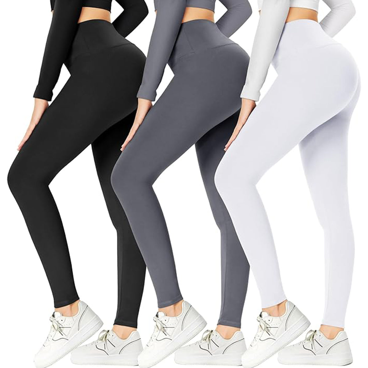 OLENNZ High Waisted Leggings for Women-Womens Black Seamless Workout Leggings Running Tummy Control Yoga Pants