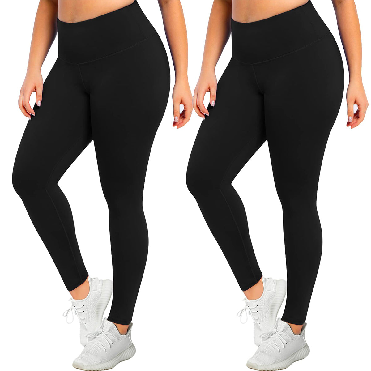 OLENNZ 2 Pack Plus Size Leggings for Women-Stretchy X-Large-4X Tummy Control High Waist Spandex Workout Black Yoga Pants