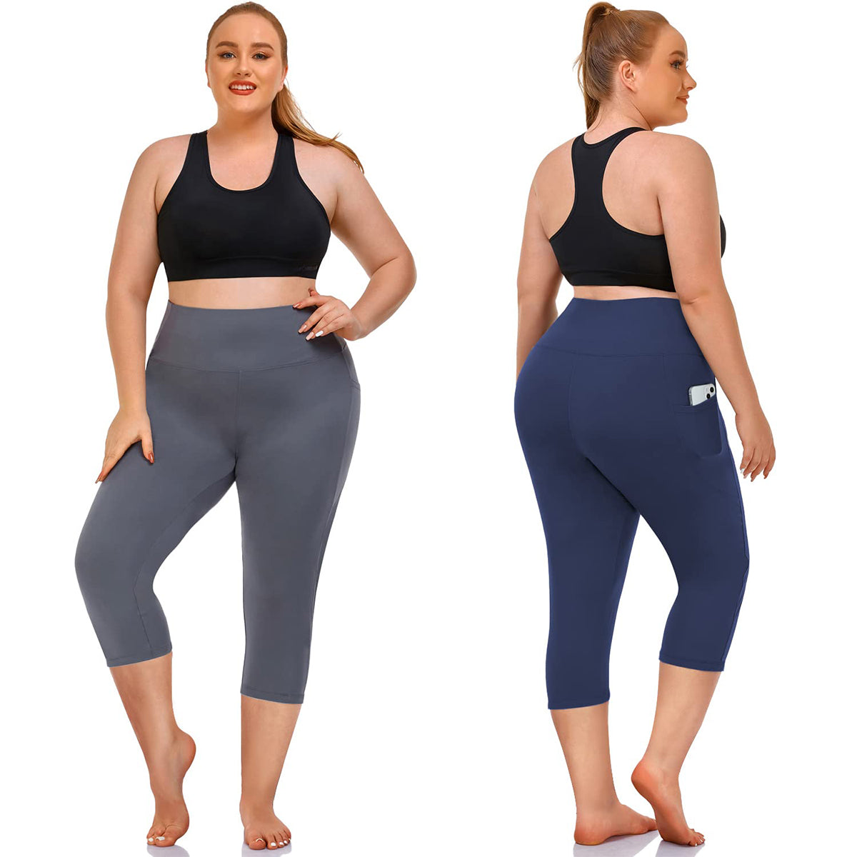 OLENNZ 3 Pack Plus Size Leggings with Pockets for Women,High Waist Tummy Control Workout Yoga Pants