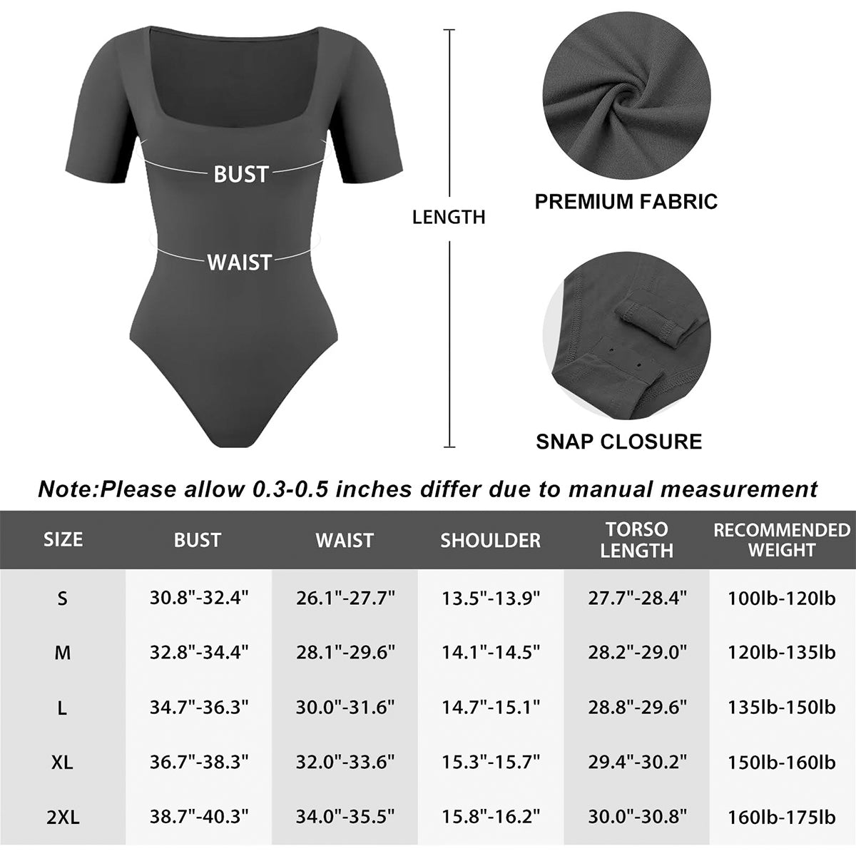 OLENNZ Women’s 5 Pack Short Sleeve Bodysuits Square Neck T-shirt Basic Casual Tops Body suit