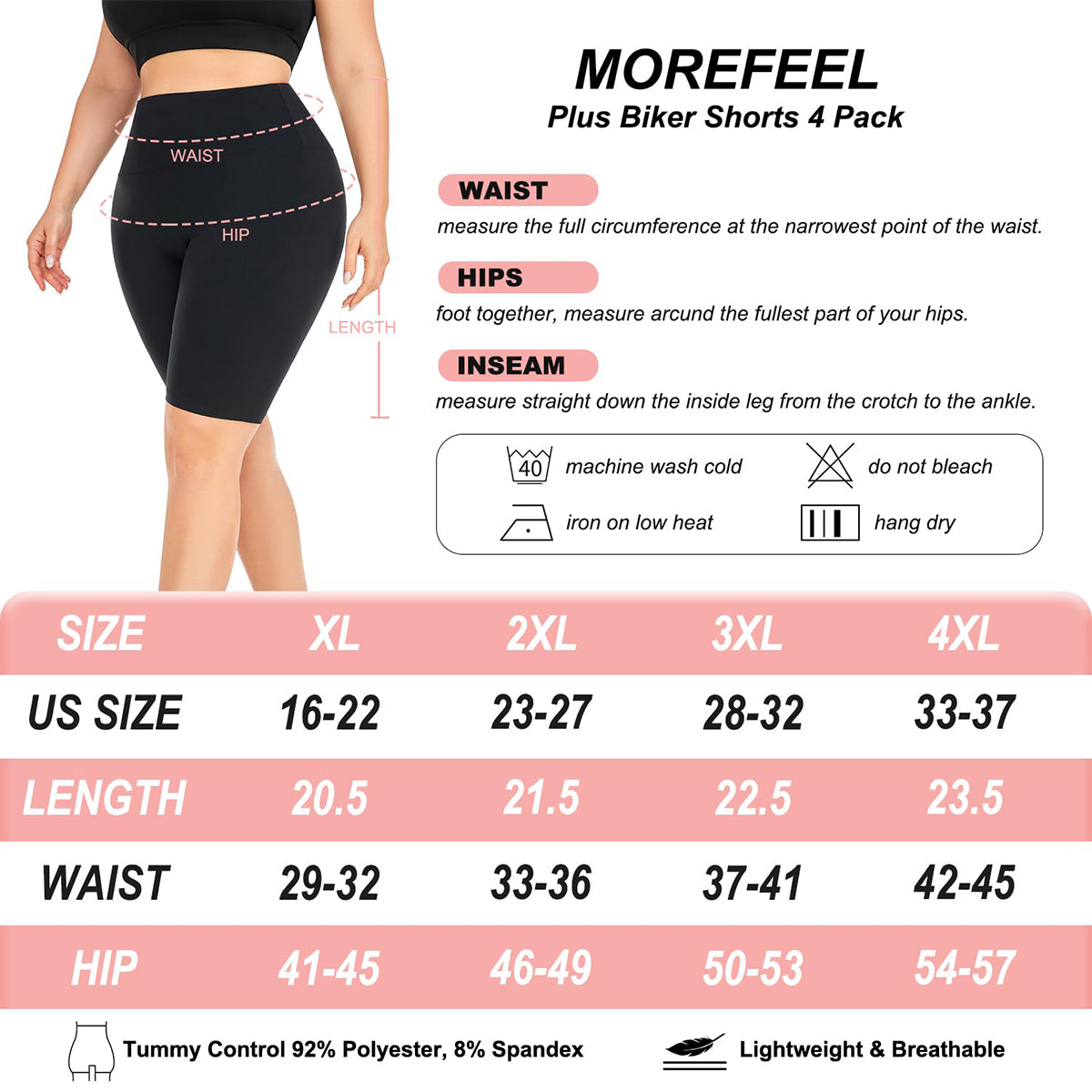 OLENNZ Plus Size Biker Shorts with Pockets for Women - High Waisted Spandex Athletic Bike Shorts for Yoga Workout