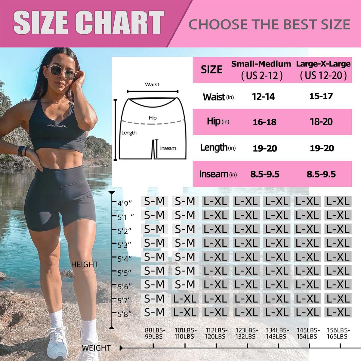 OLENNZ Biker Shorts with Pockets for Women High Waisted Tummy Control-8'' Womens Bike Shorts for Workout Yoga